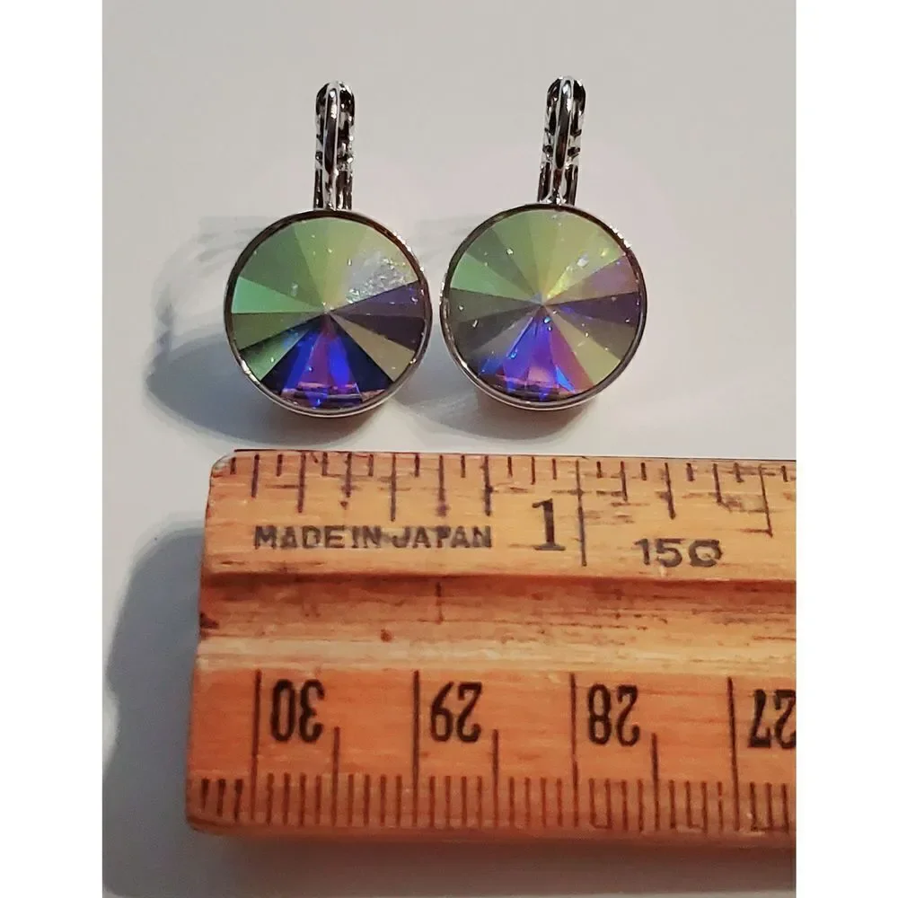 NWT! Swarovski Element Earrings Disco White Psychedelic Hippie Dopamine PARTY‎